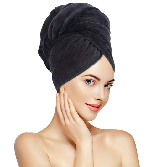 SUNLAND Microfiber Hair Towels Anti Frizz Hair Drying Towel Super Absorbent Fast Drying Turbans for Wet Curly Hair Soft Hair Towel Wrap with Elastic Band for All Hair Types 40 X 20 inches Navy Blue