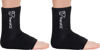TheraICE Ankle Ice Pack Wrap for Swelling & Sprained Ankle Brace for Women Men, Cold Therapy Foot Heel Spur Support Compression Socks, Plantar Fasciitis & Achilles Tendonitis Sore Feet Pain Relief
