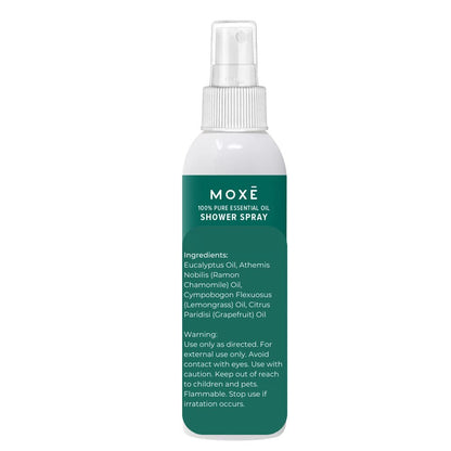 MOXĒ Eucalyptus Oil Shower Mist, Spa Steam Spray, Certified Natural 100% Essential Oils, Made in USA, Aromatherapy, Sinus Congestion Relief, Tension Relief, 4 Ounces