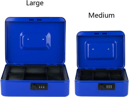 KYODOLED Small Cash Box with Combination Lock & Removable Money Tray, Black