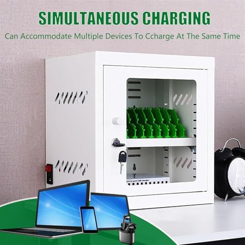Wall-Mounted Phone Charging Station, 12-Slot Mobile Storage Cabinet for Students & Employees, Portable Organizer for Tourists, Space-Saving Phone Holder (White)