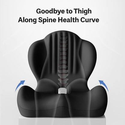 Posture and Seat Cushion, 2025 Upgrade Memory Foam L-Shaped Integrated Seat Cushions, Posture Corrector Seat Cushion for Lower Back Tailbone Protection, Lumbar Support (Black)
