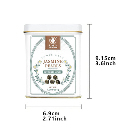 TIAN HU SHAN Jasmine Tea Jasmine Dragon Pearls Green Tea Loose Leaf 4oz (114g) Tin