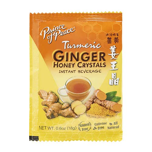 Prince of Peace Instant Ginger Honey Crystals with Turmeric, Value Pack 60 Sachets – Instant Hot or Cold Beverage Easy to Brew – Drink Like a Tea – Caffeine and Gluten Free – Real Ginger 38oz (1080g)