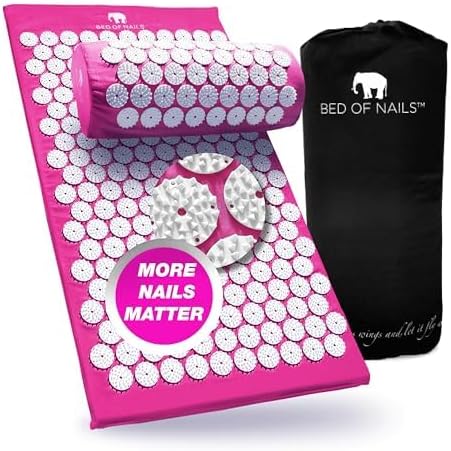 Bed of Nails Mat and Pillow Set – Original Bon Acupressure Design with 10962 Precision Nails, Mat: 28.5 x 16.5 x 1", Pillow: 14.5 x 6 x 4", Green