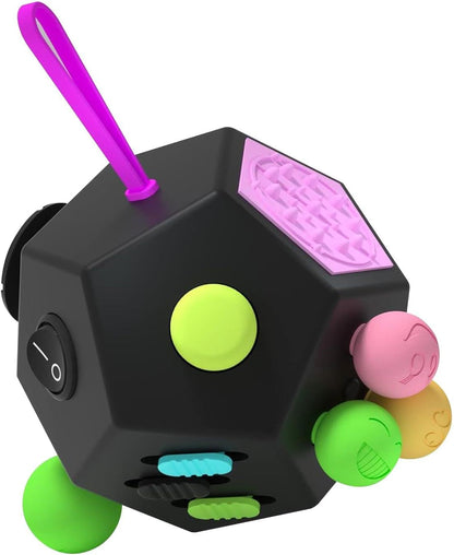 Fidget Dodecagon-12 Sided Fidget Toy Stress Relief Cube for Children and Adults, Silent Compact Classroom Gifts Stocking Stuffers for Teen Boys, Kids(B3 Blue Sky)