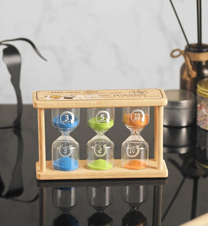 Mini Wooden Sand Timers,100% Bamboo Hourglass Sand Timers 1Min Sandglass Timer for Toothbrush Timer Games Classroom Home Office Cooking(Blue+1Min)