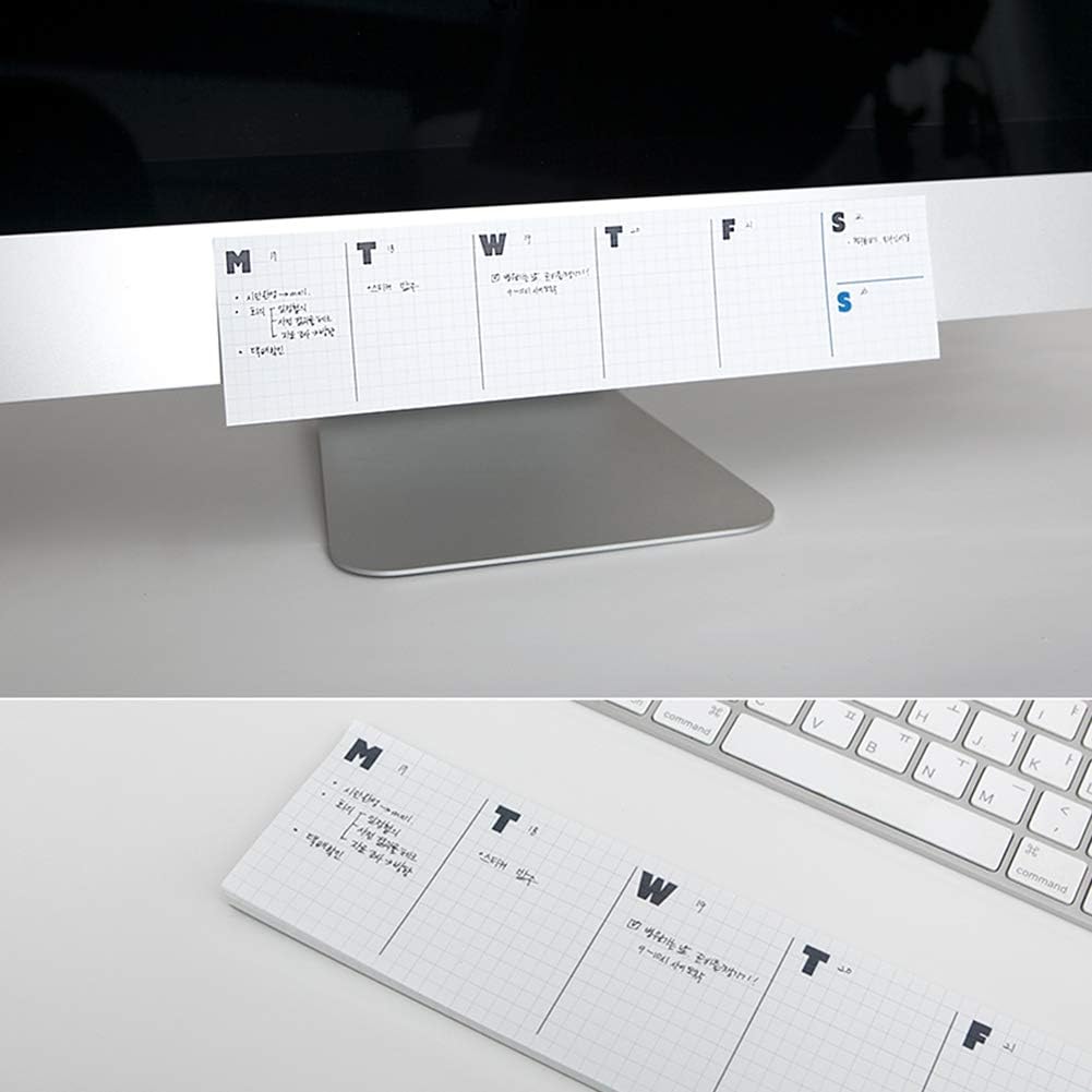 JSTORY Sticky Planner Adhesive Paper Note Columnar Scheduler Organizer to-do One Size Weekly White