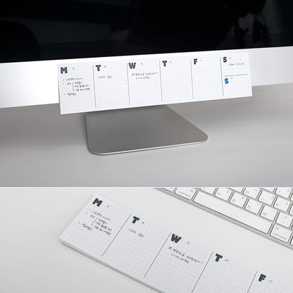 JSTORY Sticky Planner Adhesive Paper Note Columnar Scheduler Organizer to-do One Size Weekly White