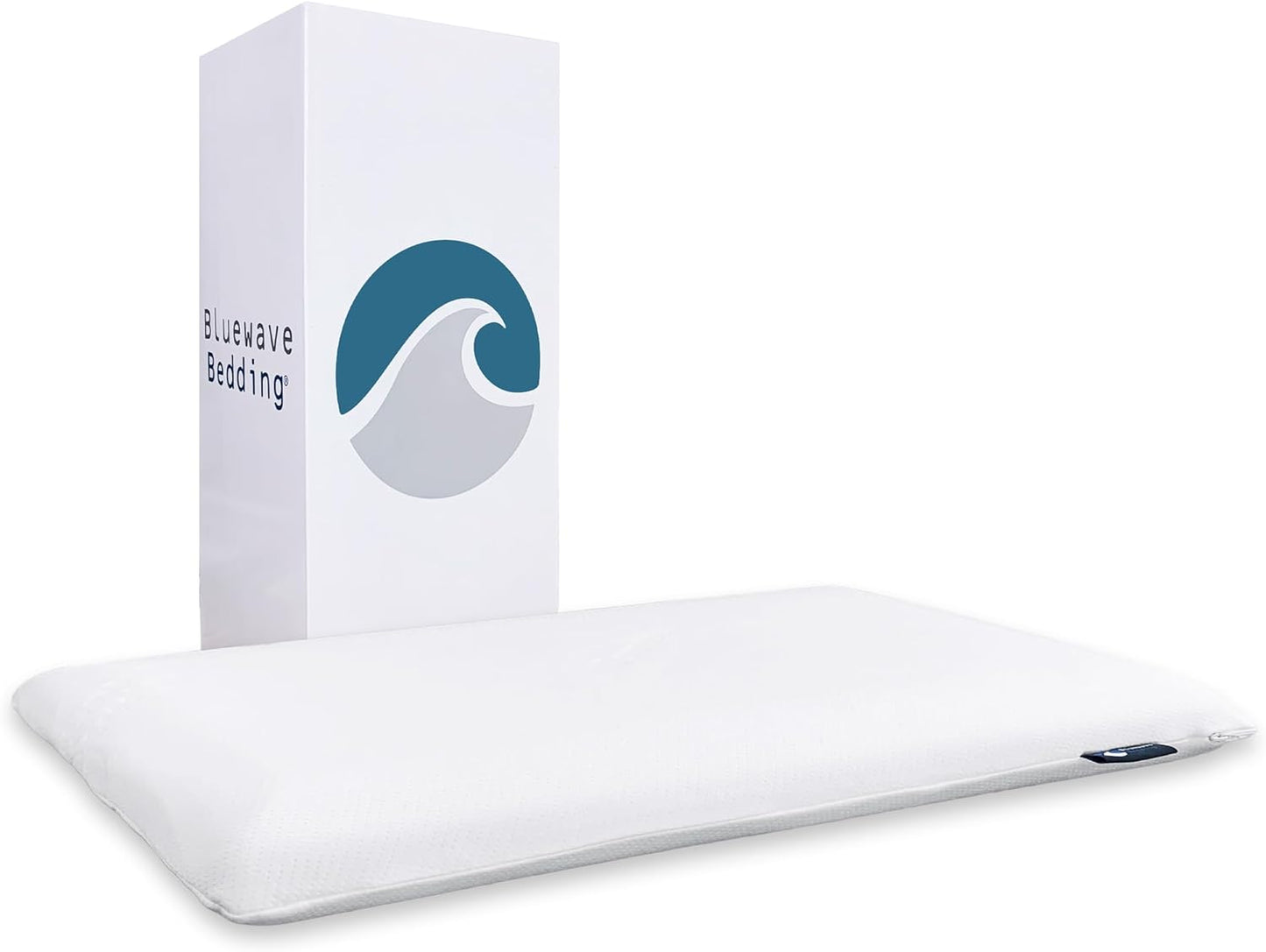 Bluewave Bedding Ultra Slim Max Cool CarbonBlue Gel Memory Foam Pillow for Stomach and Back Sleepers - Thin, Flat Design with Advanced Cooling (2.75-Inch Height, Standard Size)
