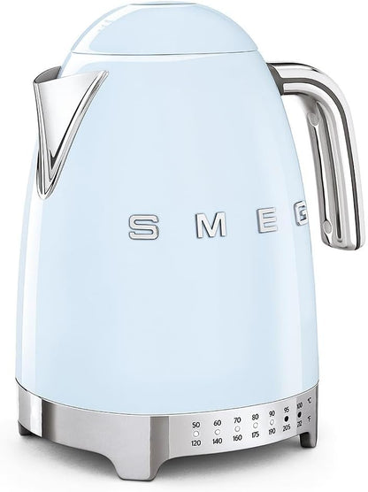 SMEG Variable Temperature Electric Kettle 1.7L (7 Cup), Stainless Steel Tea & Coffee Kettle, Fast Boil, Adjustable Temp 122°F–212°F, Keep Warm, Auto Shut-Off, 360° Base, Retro Style-Black