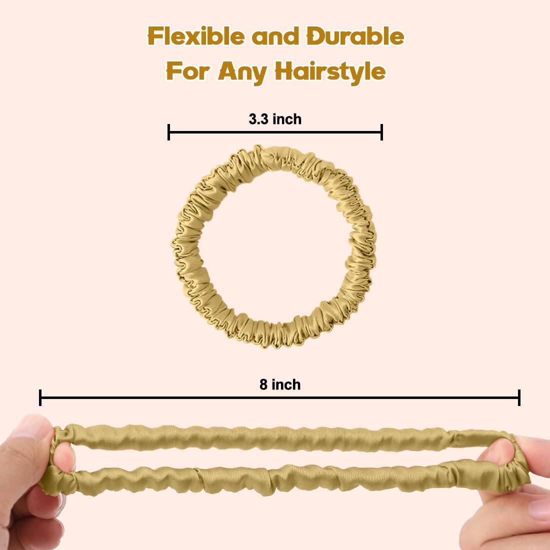 6PCS Silk Scrunchies for Hair, 100% Mulberry Silk Hair Ties, Scrunchies for Women Girls, Elastic Ponytail Holders No Damage
