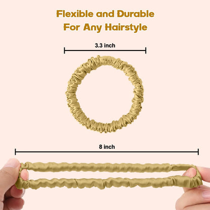 6PCS Silk Scrunchies for Hair, 100% Mulberry Silk Hair Ties, Scrunchies for Women Girls, Elastic Ponytail Holders No Damage