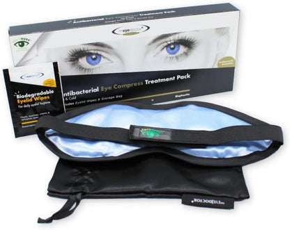 The Eye Doctor Featuring Sterileyes - Antibacterial Hot Eye Compress for Dry Eye, Blepharitis and MGD with a Removable Cover. Cold Compress, Includes 6 Eyelid Wipes