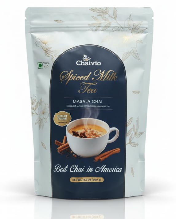 Chaivio Masala Chai Tea Latte, Unsweetened Instant Powder, Authentic Chai-with Natural Ingredients, No Preservatives, Tea Powder, Quick and Healthy Chai(1 lb)