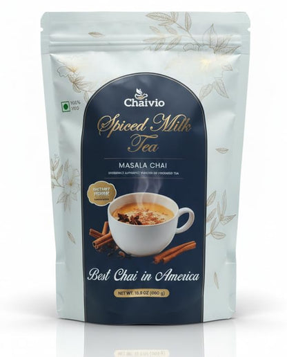 Chaivio Masala Chai Tea Latte, Unsweetened Instant Powder, Authentic Chai-with Natural Ingredients, No Preservatives, Tea Powder, Quick and Healthy Chai(1 lb)