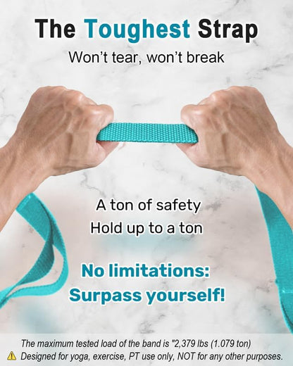 Tumaz Stretching Strap - 10 Loops & Non-Elastic Yoga Strap - Perfect Home Workout Stretch Strap for Physical Therapy, Yoga, Pilates, Flexibility