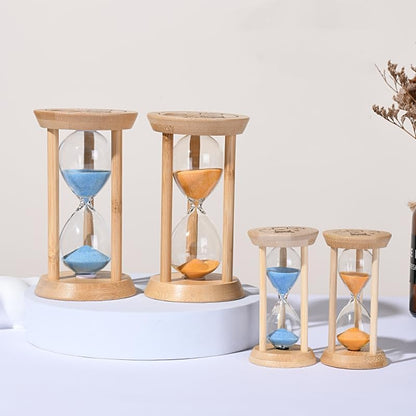 Mini Wooden Sand Timers,100% Bamboo Hourglass Sand Timers 1Min Sandglass Timer for Toothbrush Timer Games Classroom Home Office Cooking(Blue+1Min)