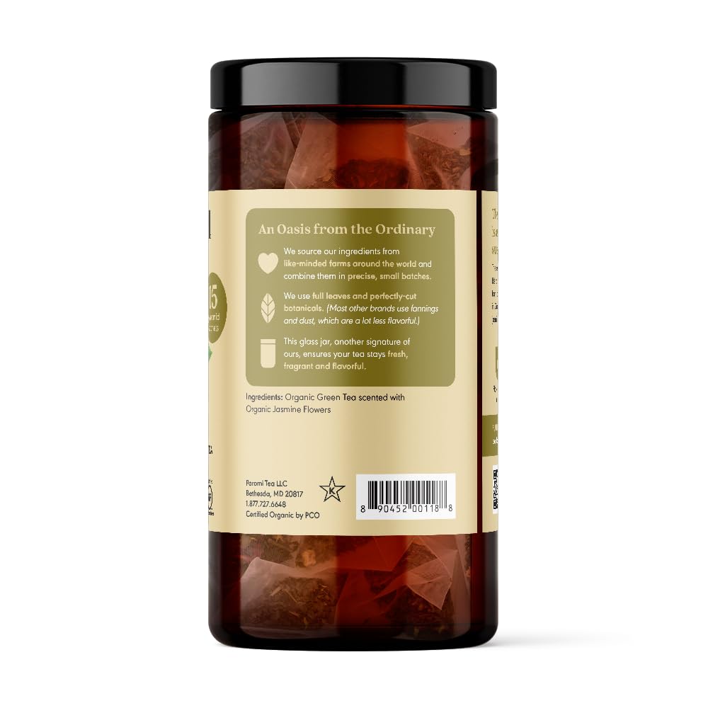 Paromi Chamomile Lavender Rooibos Organic Tea, Signature Jar, 15 Count