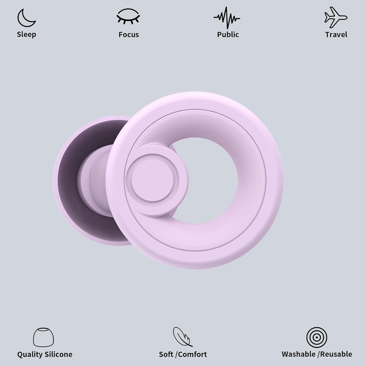Jayine Ear Plugs for Noise Cancelling Ear Protection EarPlugs for Sleep,Concerts,Work,Study,8 Size Eartips with Small Box,Perfect -30dB Silicone Earplugs for Noise Reduction
