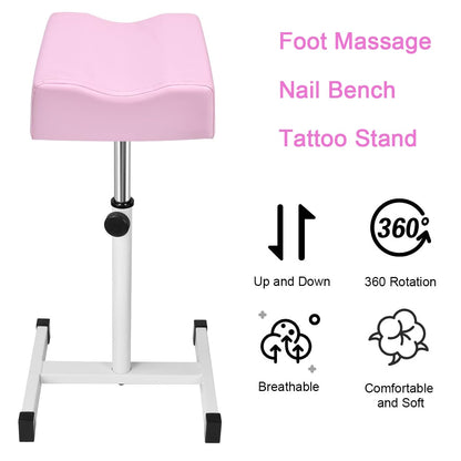 FLOLXNB Pedicure Manicure Footrest, Foot Massage Manicure Nail Beauty Stool Stand, Adjustable Height Footstool for Home Beauty Salon Spa Tattoo (Pink)