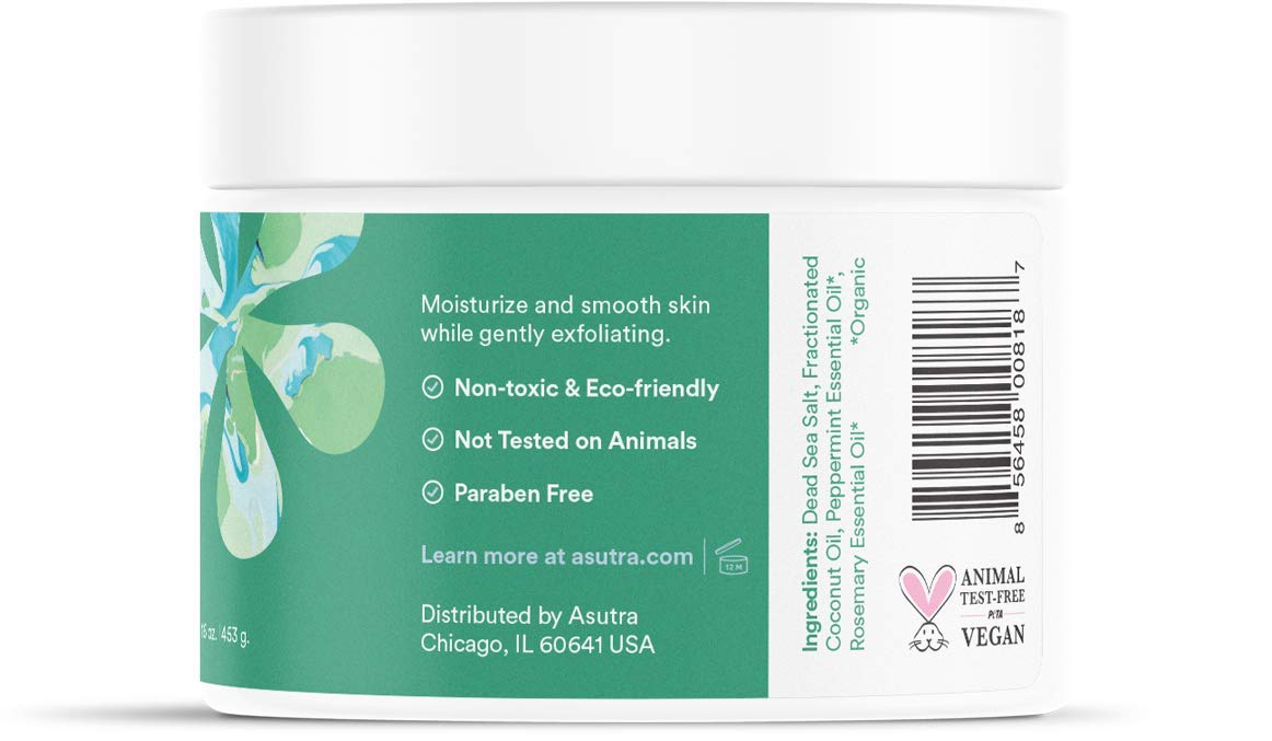 ASUTRA Dead Sea Salt Essential Oil Body Scrub Exfoliator (16 Ounce)