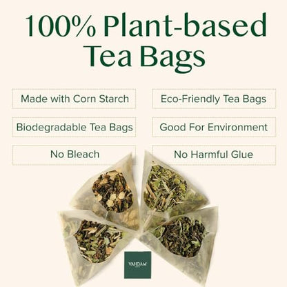 VAHDAM Himalayan White Teabag(15 Count)Individually Wrapped Pyramid Teabags