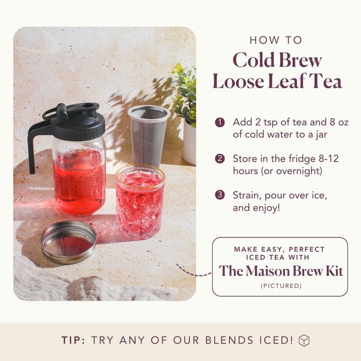 Loose Leaf Tea Sampler – 5 Caffeinated Blends Including Creme Brulee Earl Grey, Peach Oolong, Citrus Mint, Pecan and Floral Black – 75 to 100 Cups – Handcrafted in USA – Plum Deluxe