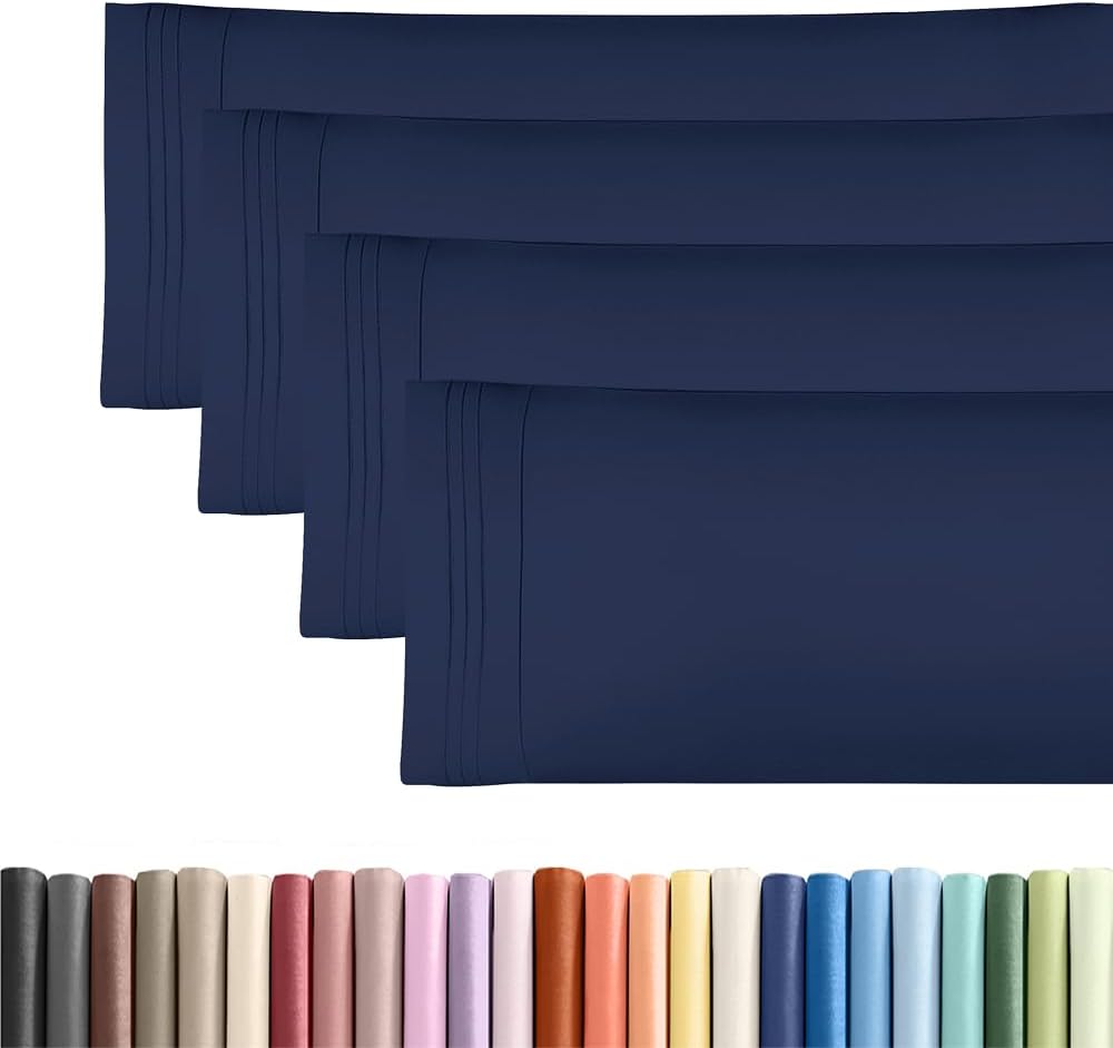 Standard Pillow Cases Set of 10 - Ultra Soft Hotel Quality Pillowcase Covers - Comfy, Cozy & Wrinkle Free - Shrink, Stain and Fade Resistant - Machine Washable Pillow Protectors - 10 Pcs Set - White - Colors B
