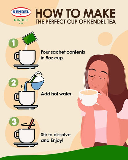 Kendel Instant Ginger Honey Tea - 10 Sachets, Caffeine Free