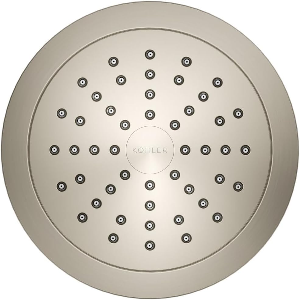 KOHLER 33631-Y-BN Cinq Round Single-Function Filtered Showerhead, Five-Layer Filtration, 2.5 GPM, Full Coverage Spray, Premium Durable Material, Vibrant Brushed Nickel