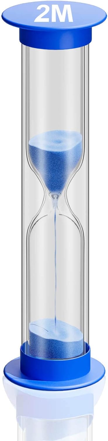2 Minute Hourglass Sand Timer with Suction Cup,Unbreakable Sucker Sand Clock Timer 2 min,Plastic Mini Sand Watch,Rotatable Reloj De Arena for Kids Toothbrush(Blue)