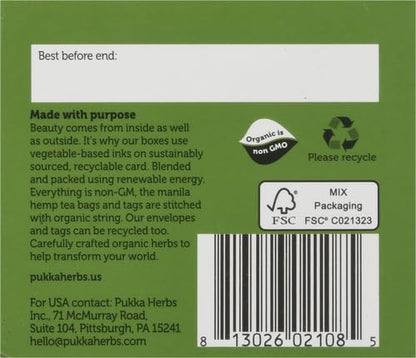 Pukka Organic Peace Herbal Tea with Spearmint, Ashwagandha, and Hemp Seed Oil, Caffeine Free, 20 Total Tea Bags