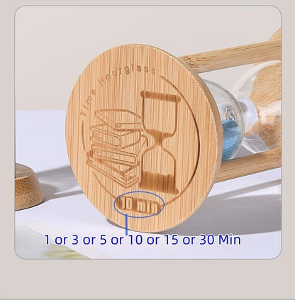 Mini Wooden Sand Timers,100% Bamboo Hourglass Sand Timers 1Min Sandglass Timer for Toothbrush Timer Games Classroom Home Office Cooking(Blue+1Min)