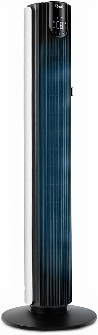 LEVOIT Tower Fan for Bedroom, Standing Fan with 36”-47” Adjustable Height, 90° Oscillating Room Fan, 28dB Quiet for Sleep, 23 ft/s Velocity, 5 Speeds 4 Modes, 12H Timer, Remoter, for Home, White