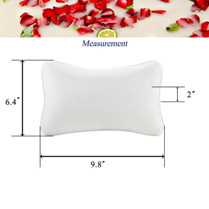 Bathtub Pillow, Non Slip, Breathable Soft, Comfortable Head Neck Support, Machine Washable, 2 Large Suction Cups (White)