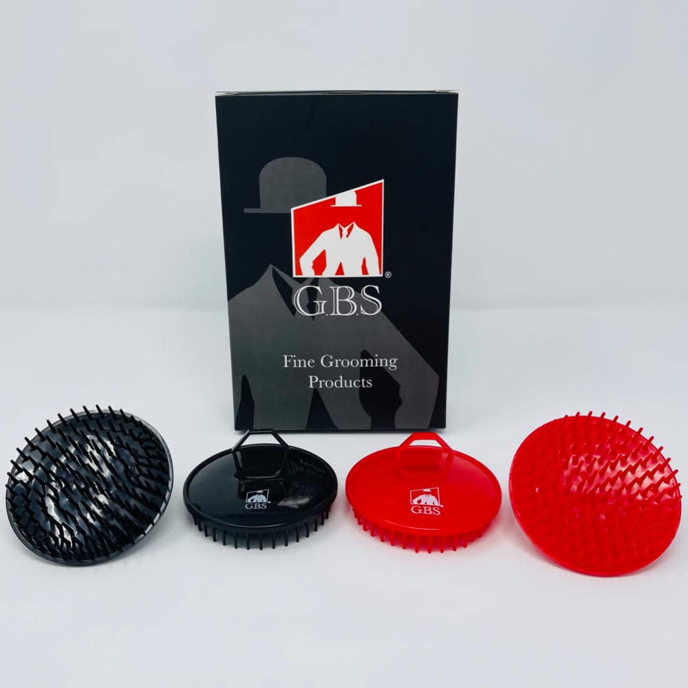 G.B.S Gents Dandruff Cleaning Scalp Brush 2 Pack – Silicone Shampoo Scrubber for Hair & Scalp Massage, Exfoliating Wet Dry Hair Care, Red