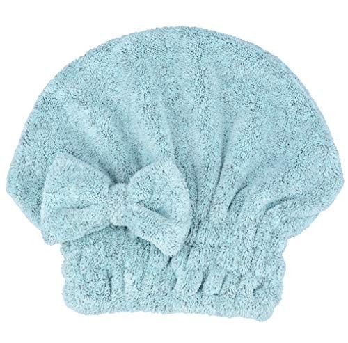 Microfiber Hair Drying Towels Head wrap with Bow-Knot Shower Cap Hair Turban hairWrap Bath Cap for Curly Long & Wet Hair Gift for Women Blackx2