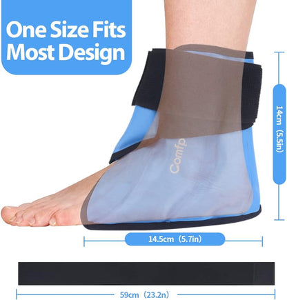 Comfpack Ankle Ice Pack Wrap for Swelling, FSA Eligible, Heel Ice Pack for Pain Relief, Hot Cold Therapy Cold Pack for Plantar Fasciitis, Achilles Tendonitis, Ankle Sprain, Foot Pain, Black