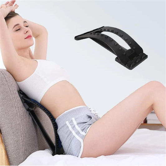 Back Magic Multi-Level Back Stretching Device，Back Alignment Device,Lumbar Stretcher Spinal, Lower and Upper Muscle Pain Relief(Black)