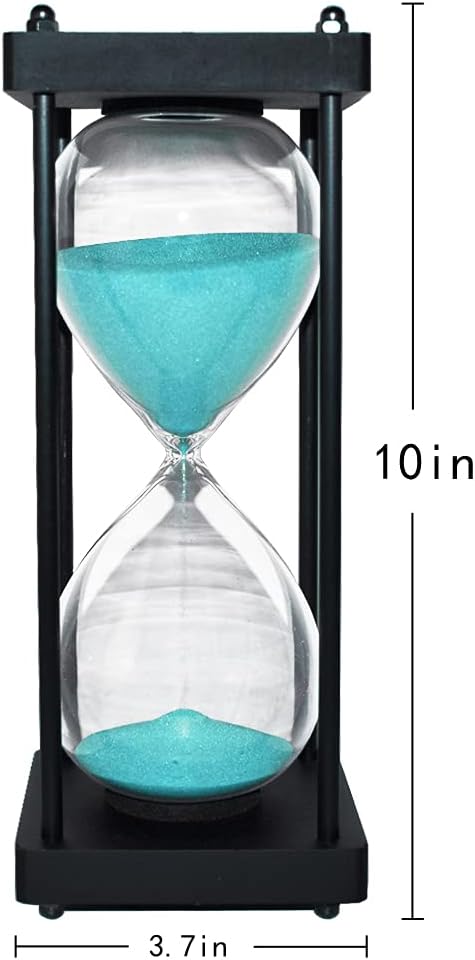Hourglass Timer 60 Minute, Black Wooden Sand Timer, Black