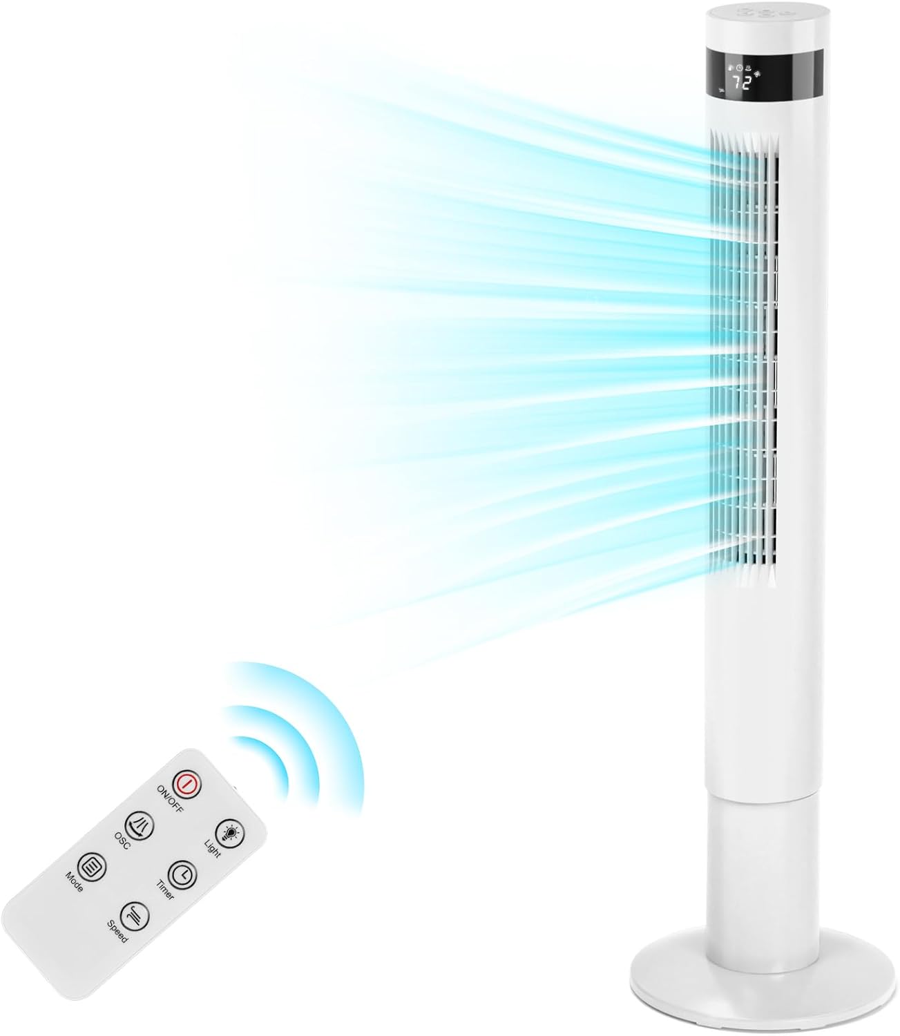 Antarctic Star Tower Fan 85°Oscillating Fan Quiet Cooling 12H Timer Remote Control Bladeless Electric 3 Speeds Wind 3 Modes, 42INCH, PINK