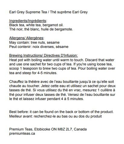Harney & Sons Earl Grey Supreme Tea Sachets, 50 Count