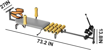 Massage Traction Bed Table, Cervical Lumber Spine Back Stretcher Traction Bed for Tension Relief, Back Decompression- Up to 287 lbs Weight Capacity, Adjustable Length from 55 to 73 inches (Brown)