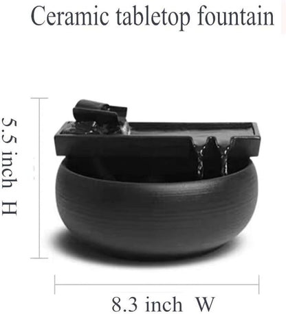 Ceramic Tabletop Fountain for Indoor and Outdoor Table Desk Office Patio (Ceramic Fountain)