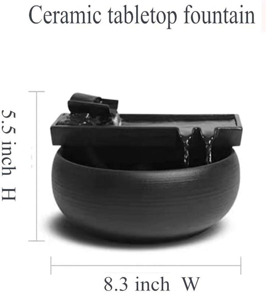 Ceramic Tabletop Fountain for Indoor and Outdoor Table Desk Office Patio (Ceramic Fountain)