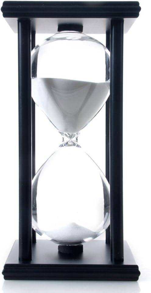60 Minutes Hourglass, Wood Sand Timer, White | 4 x 4 x 8 inch Sand Clock