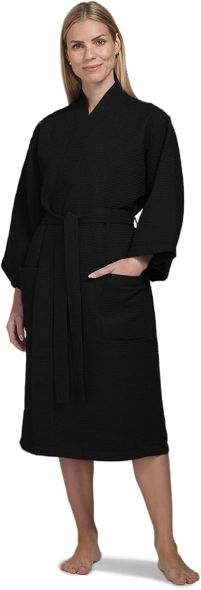 Women’s Waffle Robe by Boca Terry, Kimono Style Lightweight Summer Robe