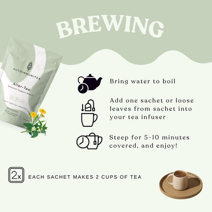 Organic Stinging Nettle Tea Loose Leaf Tea Bags – Soothing Tea for Allergy Relief and Sinus Relief, Lemon Balm, Licorice Root, Caffeine Free, AIP Herbal Seasonal Blend, 15 Count