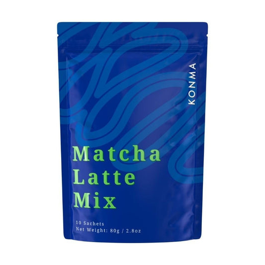 KONMA Matcha Latte Mix, Dairy Free - 10 Individual Serving Sachet Sticks - Lightly Sweet Matcha Green Tea Powder with Cane Sugar for Café Style Blend, 2.8 Ounce (Pack of 10)